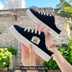Trendy Black Women's Sneakers with White Accents